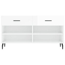 Berkfield Industrial Shoe Bench High Gloss White 102X35X55 Cm Engineered Wood - thumbnail 6