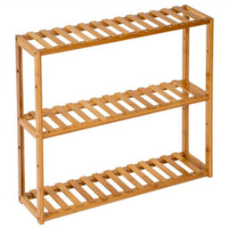 Tectake Bamboo Wood Bookcase Storage Shelf Rack Stand Display Shelving Unit 3 Tier  - Brown