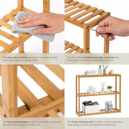 Tectake Bamboo Wood Bookcase Storage Shelf Rack Stand Display Shelving Unit 3 Tier  - Brown - thumbnail 5