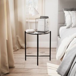 Urbn-Living Urbnliving 45Cm Height 2 Pcs Black Marble Effect Tops Round Side End Coffee Table Metal Frame - thumbnail 2