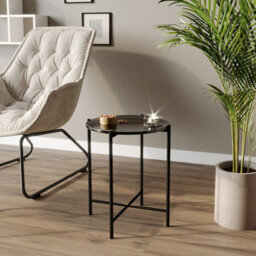 Urbn-Living Urbnliving 45Cm Height 2 Pcs Black Marble Effect Tops Round Side End Coffee Table Metal Frame - thumbnail 5
