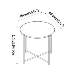 Urbn-Living Urbnliving 45Cm Height 2 Pcs Black Marble Effect Tops Round Side End Coffee Table Metal Frame - thumbnail 7