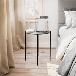 Urbn-Living Urbnliving 45Cm Height 2 Pcs Black Marble Effect Tops Round Side End Coffee Table Metal Frame - thumbnail 4