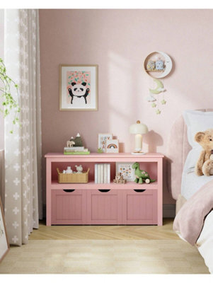 Songmics Vasagle Toy Storage For Kids, Kids Storage Unit, Storage Cabinet With Wheels,kids Bookcase, 3 Drawers,,children's Room, Playroom - image 1