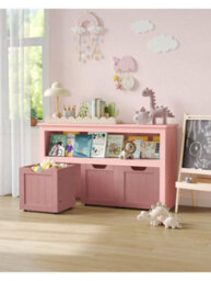 Songmics Vasagle Toy Storage For Kids, Kids Storage Unit, Storage Cabinet With Wheels,kids Bookcase, 3 Drawers,,children's Room, Playroom - thumbnail 2