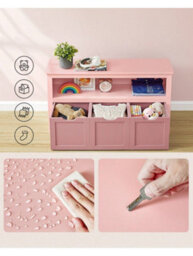 Songmics Vasagle Toy Storage For Kids, Kids Storage Unit, Storage Cabinet With Wheels,kids Bookcase, 3 Drawers,,children's Room, Playroom - thumbnail 4