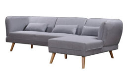 Mattress Guru Cove 3 Seater Corner Sofa In Grey Fabric With Wooden Legs, Right Hand Chaise, Premium Quality - thumbnail 1