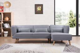 Mattress Guru Cove 3 Seater Corner Sofa In Grey Fabric With Wooden Legs, Right Hand Chaise, Premium Quality - thumbnail 3