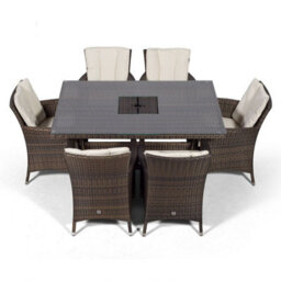 That's Furniture Savannah Rectangle 6 Seat Rattan Dining Set W/ Ice Bucket Drinks Cooler - Brown - thumbnail 5