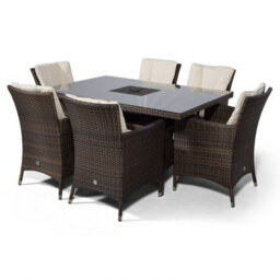 That's Furniture Savannah Rectangle 6 Seat Rattan Dining Set W/ Ice Bucket Drinks Cooler - Brown - thumbnail 6