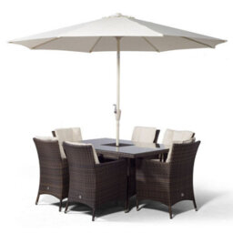 That's Furniture Savannah Rectangle 6 Seat Rattan Dining Set W/ Ice Bucket Drinks Cooler - Brown - thumbnail 7
