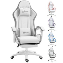 Vinsetto Racing Style Gaming Chair With Reclining Function Footrest, Grey - thumbnail 2