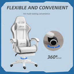 Vinsetto Racing Style Gaming Chair With Reclining Function Footrest, Grey - thumbnail 6