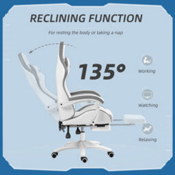 Vinsetto Racing Style Gaming Chair With Reclining Function Footrest, Grey - thumbnail 5
