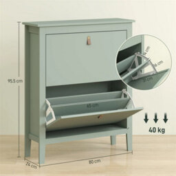 2 Drawer Shoe Cabinet With Flip Doors For Hallway Entryway Green - thumbnail 2