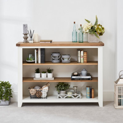 The Furniture Market Cheshire White Painted Wide Low Bookcase With 2 Adjustable Shelves - image 1