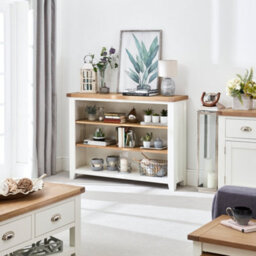 The Furniture Market Cheshire White Painted Wide Low Bookcase With 2 Adjustable Shelves - thumbnail 3