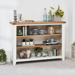 The Furniture Market Cheshire White Painted Wide Low Bookcase With 2 Adjustable Shelves - thumbnail 2