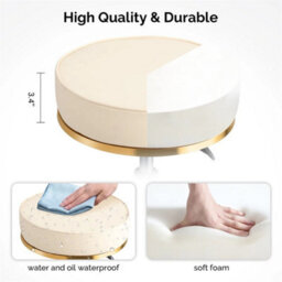 Adjustable Swivel Chair With Gold-Plated Five-Star Base, White Salon Stool - thumbnail 4