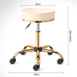 Adjustable Swivel Chair With Gold-Plated Five-Star Base, White Salon Stool - thumbnail 2