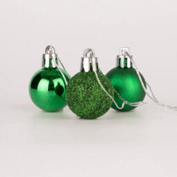 Shatchi 30mm/24Pcs Christmas Baubles Shatterproof Dark Green,tree Decorations - thumbnail 2
