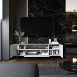Heze Furniture Elpis Glamour Tv Cabinet Unit With Storage 150 Cm - White Matt / Copper Frame - thumbnail 3