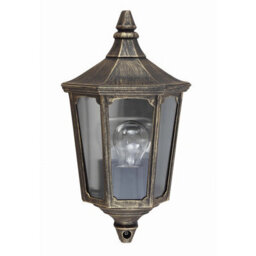 Elstead Cricklade 1 Light Outdoor Wall Half Lantern Light Black, Gold Ip44, E27