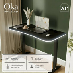 X Rocker Xr Living Oka 140Cm Office Desk With Wireless Charging - Black Ash - thumbnail 2