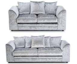 Bella Crushed Velvet 3&2 Seater Sofa Set Silver - thumbnail 2