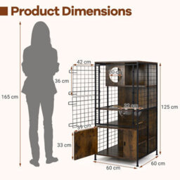 Costway Modern Cat Cabinet Cage Ndoor Wooden Cat Towel W/ Metal Frame - thumbnail 2