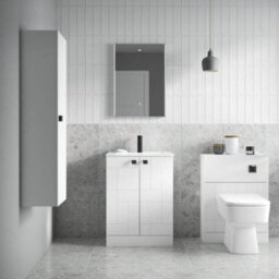 Hudson Reed Fusion Floor Standing Wc Unit With Coordinating Top Compact, Stylish Bathroom Storage Unit, Gloss Grey, 600mm - thumbnail 3