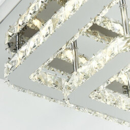 Thehotsale 40X40Cm Square Crystal Led Ceiling Light - Dimmable 2-Tier Semi-Flush Chandelier In Chrome - thumbnail 6