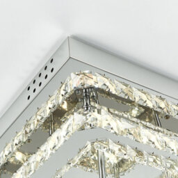 Thehotsale 40X40Cm Square Crystal Led Ceiling Light - Dimmable 2-Tier Semi-Flush Chandelier In Chrome - thumbnail 5