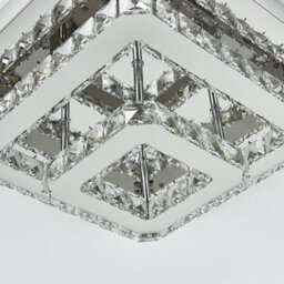 Thehotsale 40X40Cm Square Crystal Led Ceiling Light - Dimmable 2-Tier Semi-Flush Chandelier In Chrome - thumbnail 4