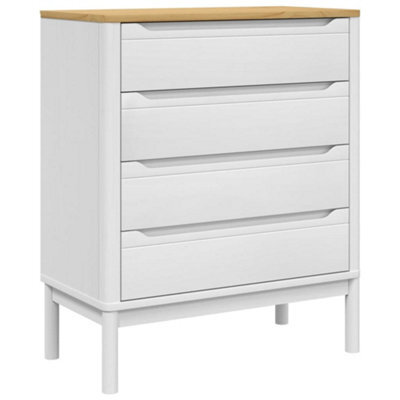 Berkfield Classic Chest Of Drawers Floro White Solid Wood Pine