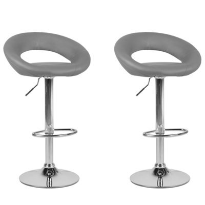 Beliani Set Of 2 Bar Chairs Peoria Faux Leather Swivel Grey - image 1