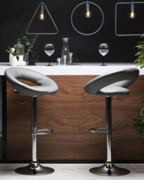 Beliani Set Of 2 Bar Chairs Peoria Faux Leather Swivel Grey - thumbnail 2