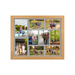 AK Frames 20X16 Country Pine Classic Multi Photo Frame With Silver Mount - Holds 9 Apertures (2X) 7X5, (7X) 6X4 Photos