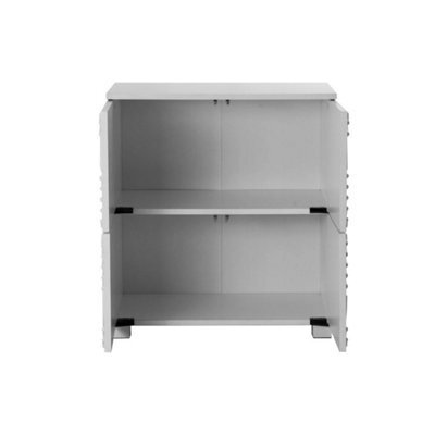 White Sideboard Storage Cabinet Unit With 4 Doors Modern Pattern - image 1