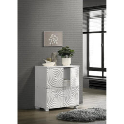 White Sideboard Storage Cabinet Unit With 4 Doors Modern Pattern - thumbnail 3
