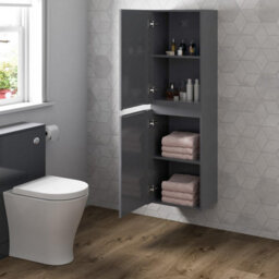 Affine 1200mm Grey Gloss Tall Bathroom Wall Hung Storage Cabinet Cupboard Soft Close - thumbnail 3