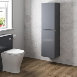 Affine 1200mm Grey Gloss Tall Bathroom Wall Hung Storage Cabinet Cupboard Soft Close - thumbnail 2