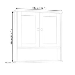 Urbn-Living Urbnliving 58Cm Height Rustic Brown Wooden Bathroom Wall Mirror Cabinet - thumbnail 5