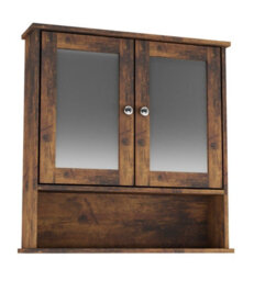 Urbn-Living Urbnliving 58Cm Height Rustic Brown Wooden Bathroom Wall Mirror Cabinet - thumbnail 2