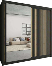 Sliding Wardrobes 4 u LTD Sliding Wardrobes 4U Mailo 2&3 Sliding Door Wardrobe In 4 Colors White, Black, Grey & Oak - Black 150Cm - thumbnail 2