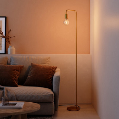 GoodHome Ghlin Satin Brushed Gold Effect Floor Lamp - image 1
