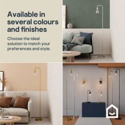 GoodHome Ghlin Satin Brushed Gold Effect Floor Lamp - thumbnail 6