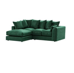 Plush Velvet 4 Seater Left Hand Corner Sofa Green
