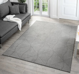 Vellure Modern Indoor Living Room Area Rug Embossed Metallic Sheen Pyramid Design Anthracite 160X230 Cm - thumbnail 1