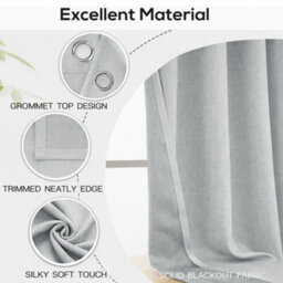 Bedlooms Silver Linen Curtain 100% Blackout Thermal Insulated Eyelet Curtain (Pair) 66 X 54 Inches With Tie Back Two - thumbnail 4